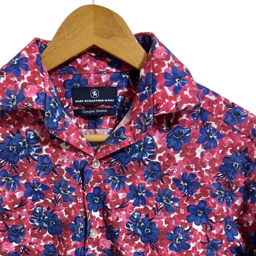 Hart Schaffner Marx Comfort Stretch Floral Button Up Preppy Shirt Size Small‎